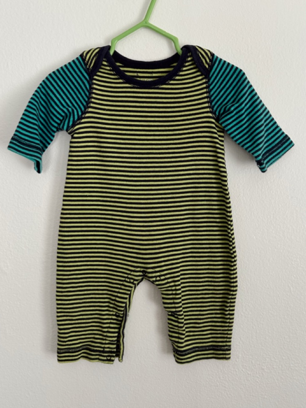 GAP Striped Yellow-Green One-Piece with Teal Sleeves